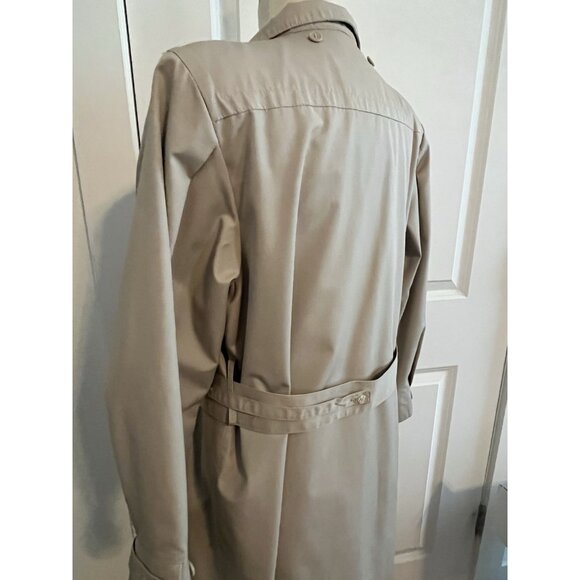 London Fog Trench Coat Women's Sz 14 Khaki Tan Hooded Long Mid Calf Vintage - Picture 5 of 16